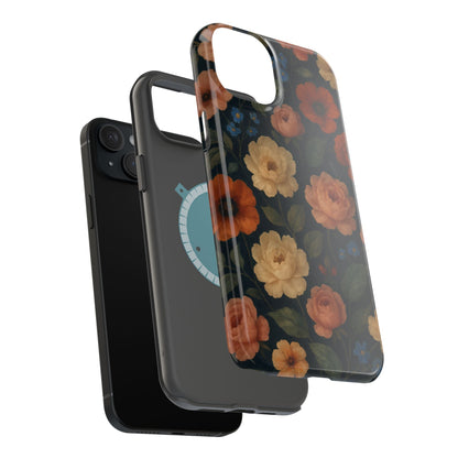 Floral Vintage Rose Magnetic Impact iPhone Case with MagSafe  Shamo's