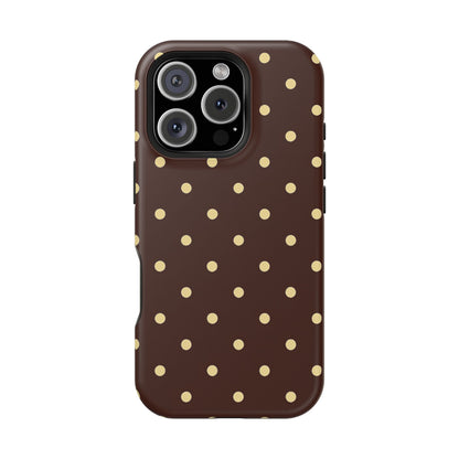 Polka Dot iPhone Case — Brown & Cream Protective Cover with MagSafe compatibility