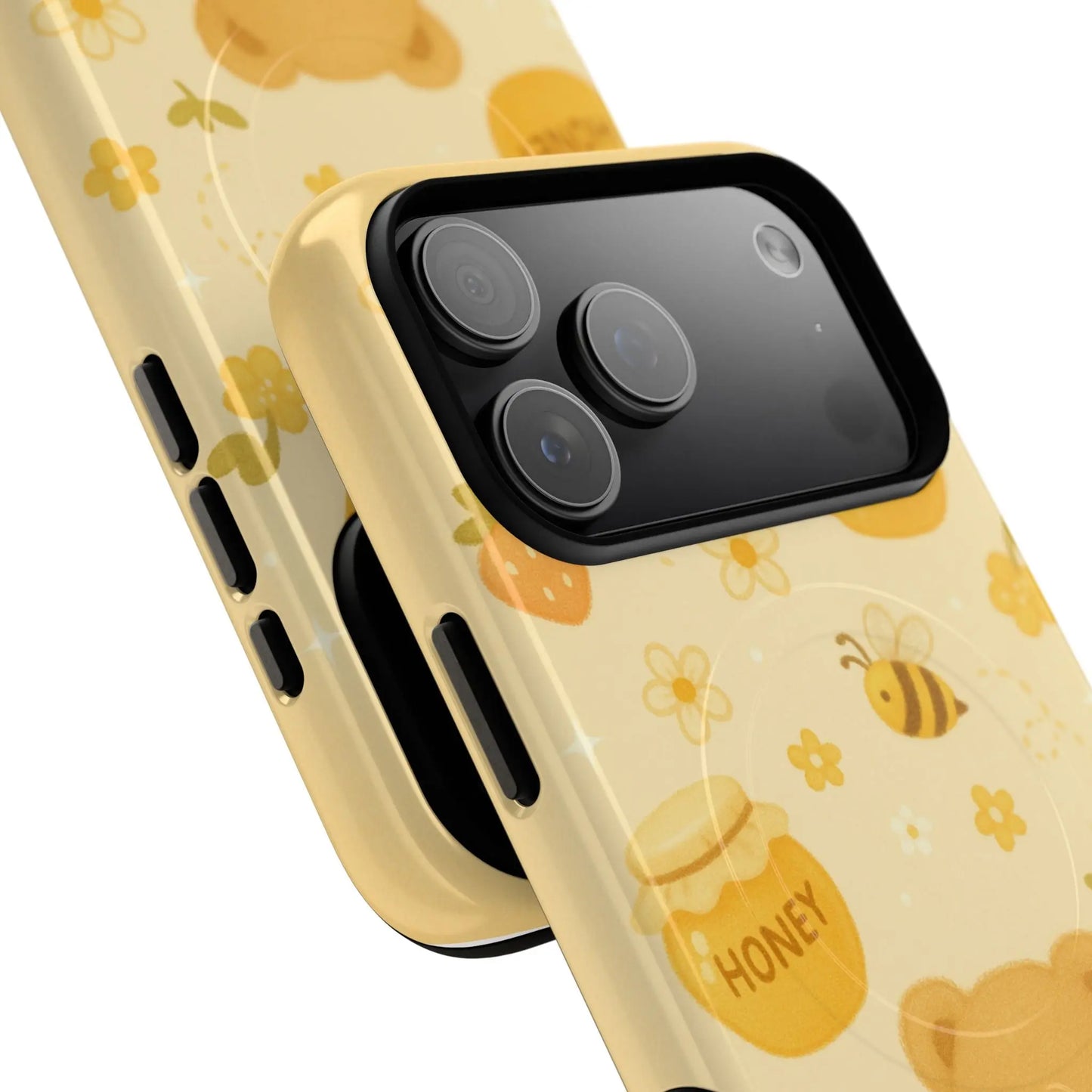 Cute Honey Teddy Bear iPhone Case — Yellow Bee & Honey Pot Design with MagSafe - Shamo's