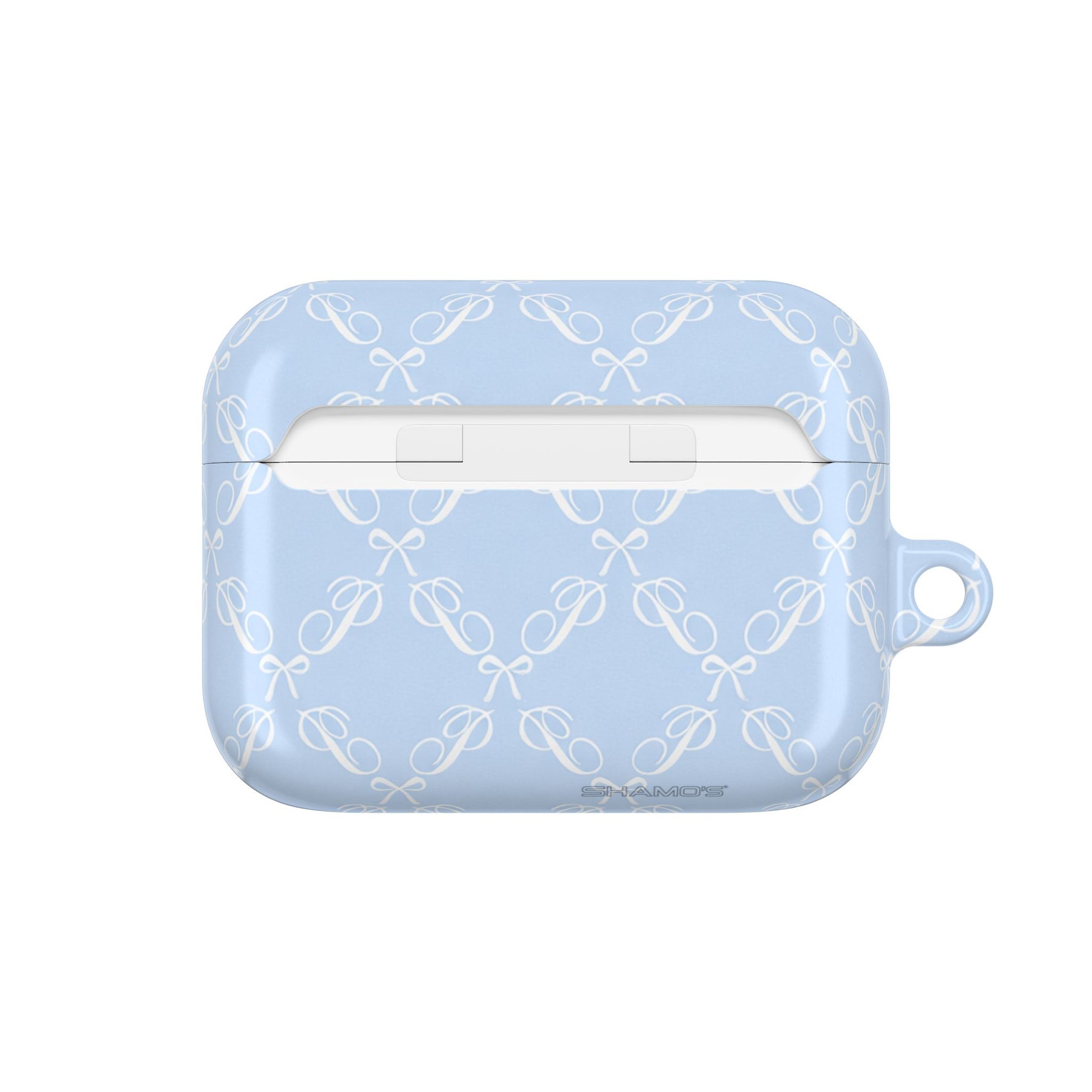 Pastel Blue Bow Pattern AirPod Case — Elegant Bow Pattern Protective Cover