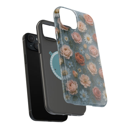 Frozen Floral Vintage Roses & Daisies iPhone Case with MagSafe compatibility  Shamo's