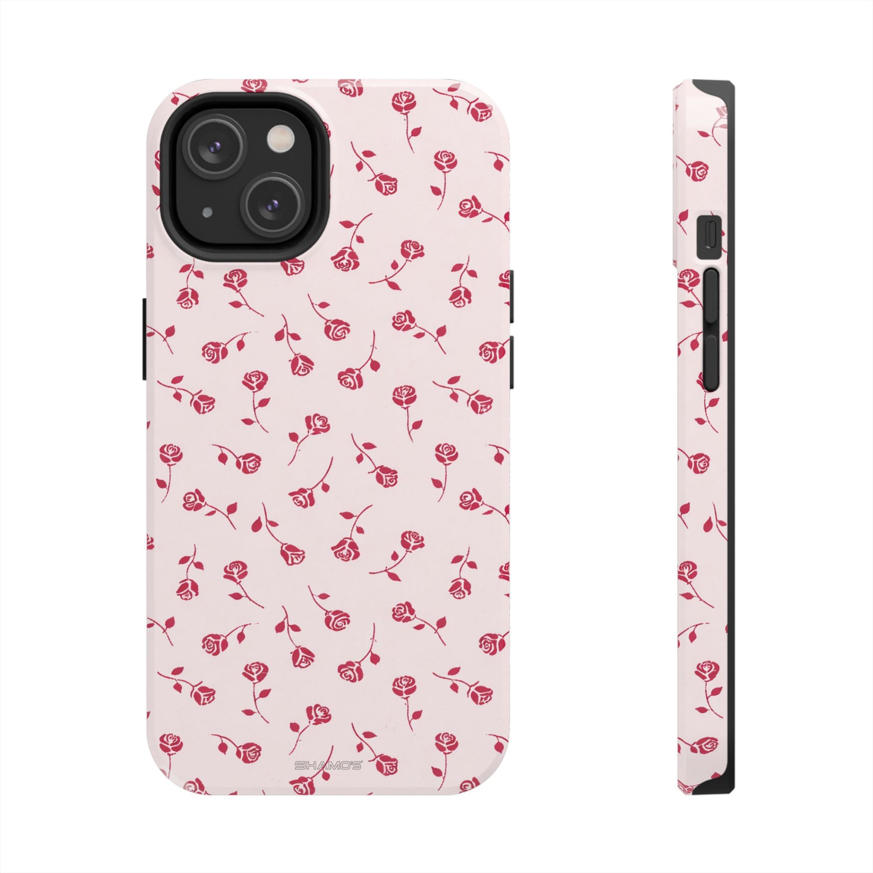 Pink Rose Pattern Tough Phone Case — Impact-Resistant Protective Cover