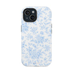 Preppy Look Blue Floral Impact-Resistant Phone Case and MagSafe Compatible