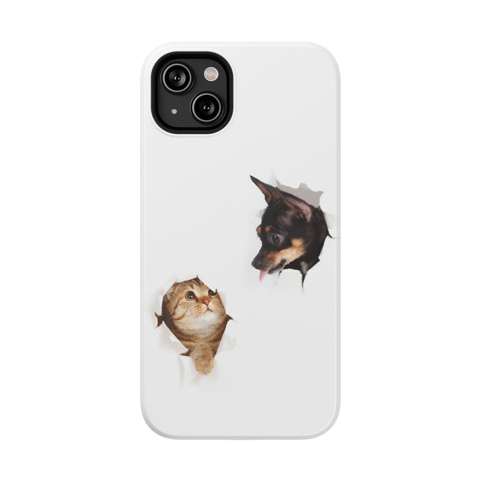 Impact-Resistant Cases with a cat and a dog