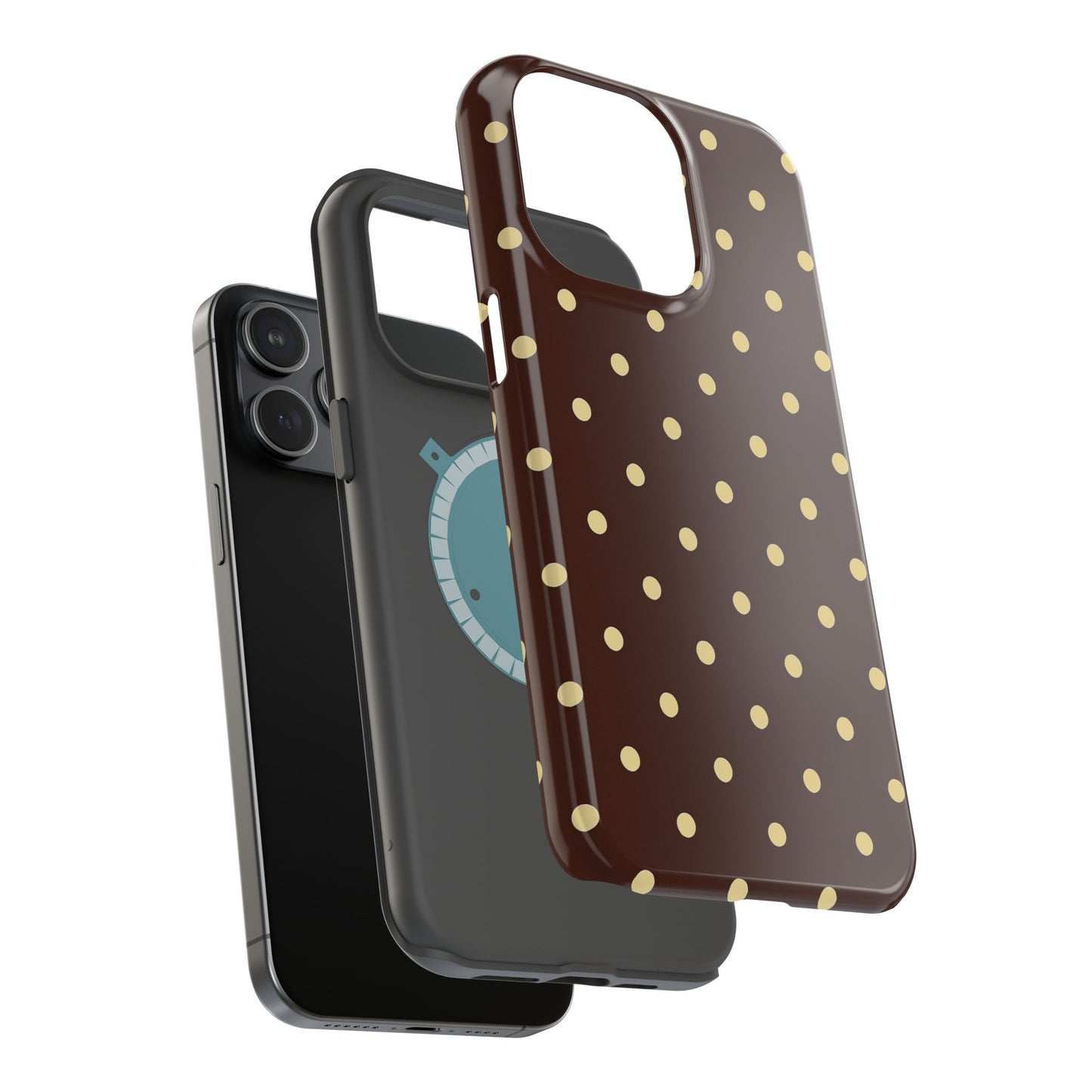 Polka Dot iPhone Case — Brown & Cream Protective Cover with MagSafe compatibility