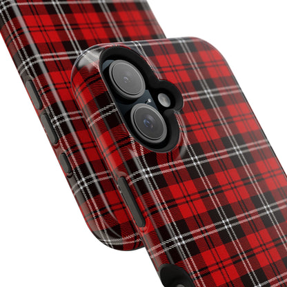 Red Tartan Plaid Impact-Resistant iPhone Case | MagSafe compatibility  Shamo's