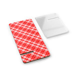 Red Plaid Smartphone Stand – Foldable Mobile Display Holder