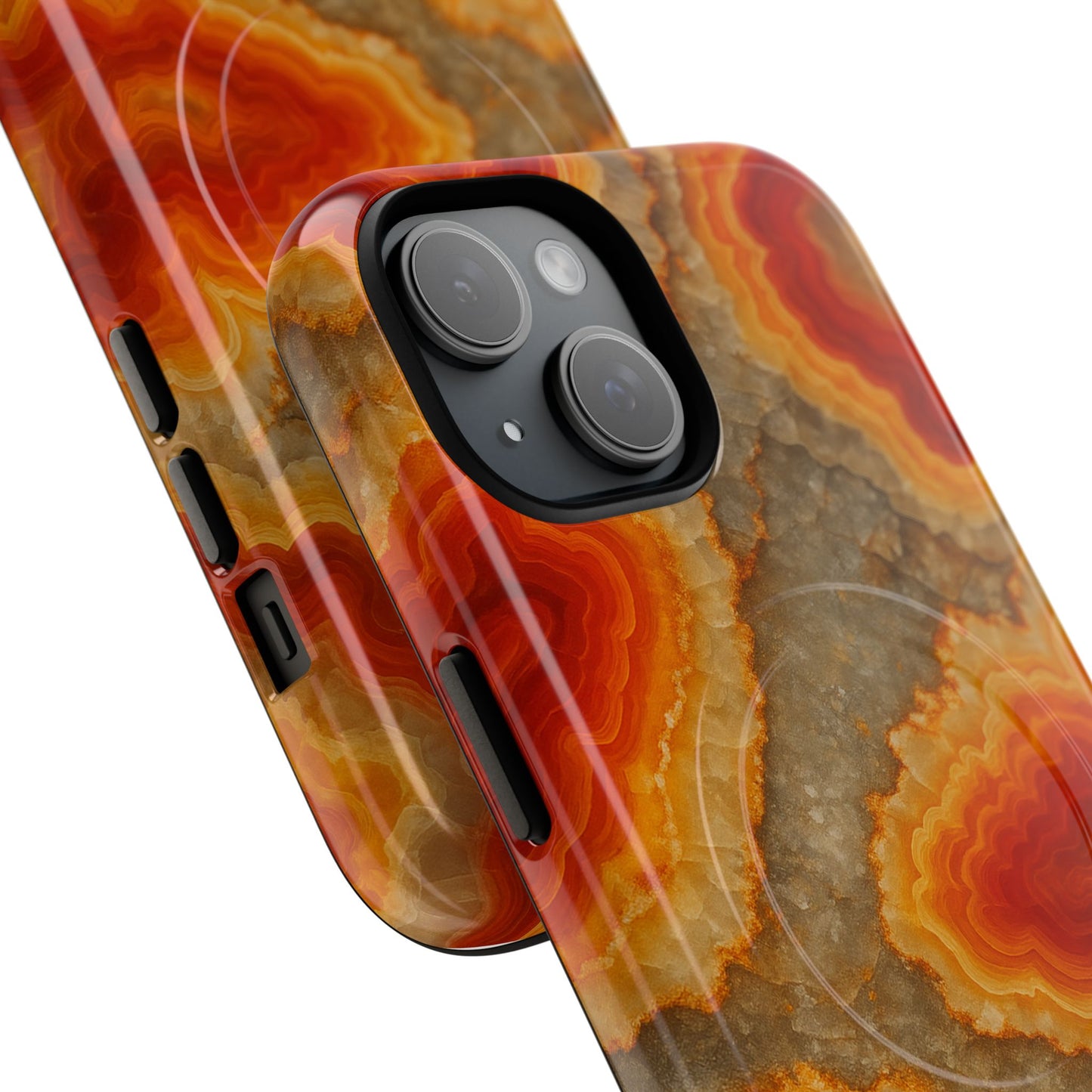 Agate Glow Marble iPhone Case Orange Geode Stone Design with MagSafe - Shamo's