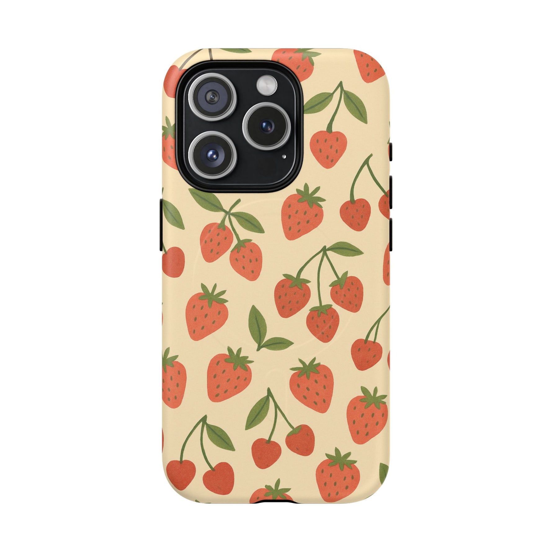 Strawberry Cherry Fruit Pattern iPhone Case | MagSafe Compatible - Shamo's