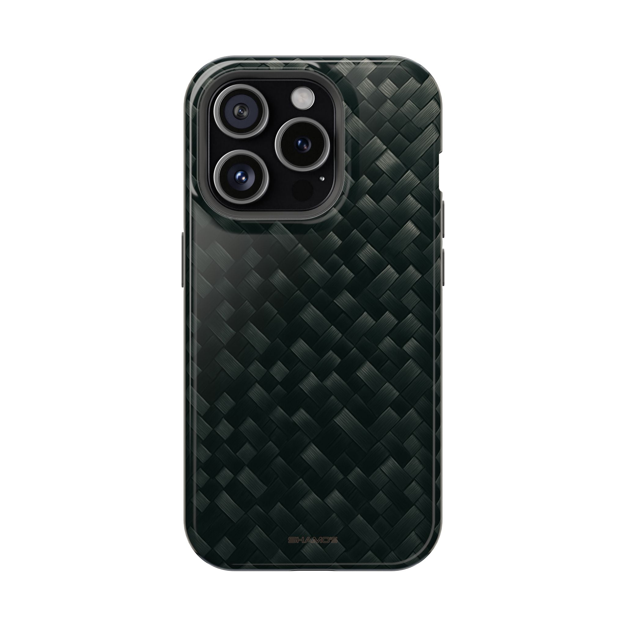 Dark Carbon Fiber Texture Magnetic Impact-Resistant iPhone Case | MagSafe compatible - iPhone 15 Pro / Glossy - Shamo's