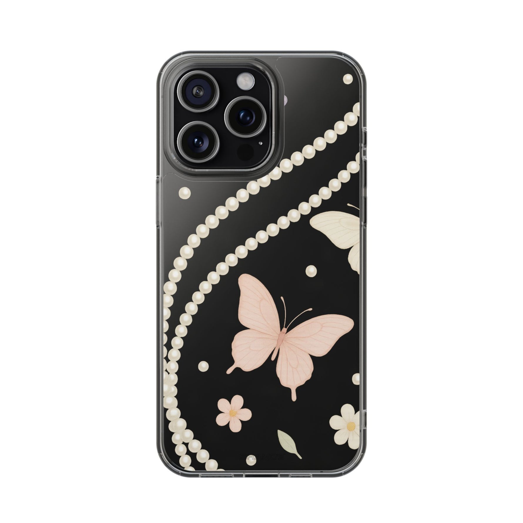 Butterfly Pearl Impact-Resistant Clear iPhone Case - iPhone 15 Pro Max / Without gift packaging - Shamo's
