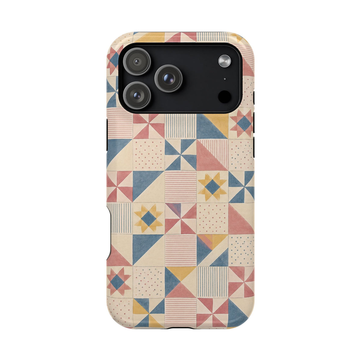 Prairie Quilt – Pastel Patchwork Pattern MagSafe Phone Case, glossy iPhone 17 Pro Max, rear view