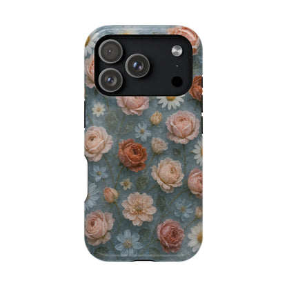 Frozen Floral Vintage Roses & Daisies iPhone Case with MagSafe compatibility  Shamo's iPhone 17 Pro / Glossy