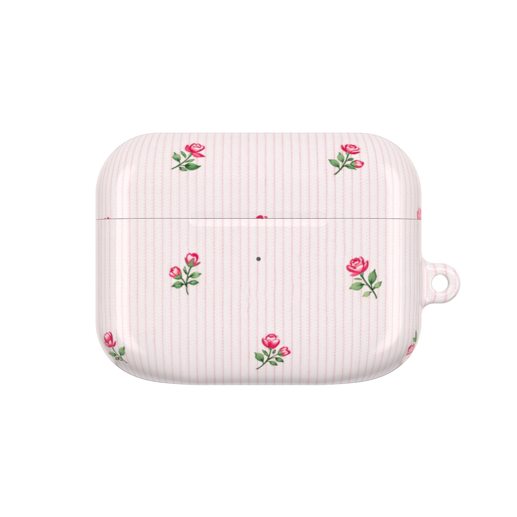 AirPod Case - Pink Striped Floral Rose Protective Cover