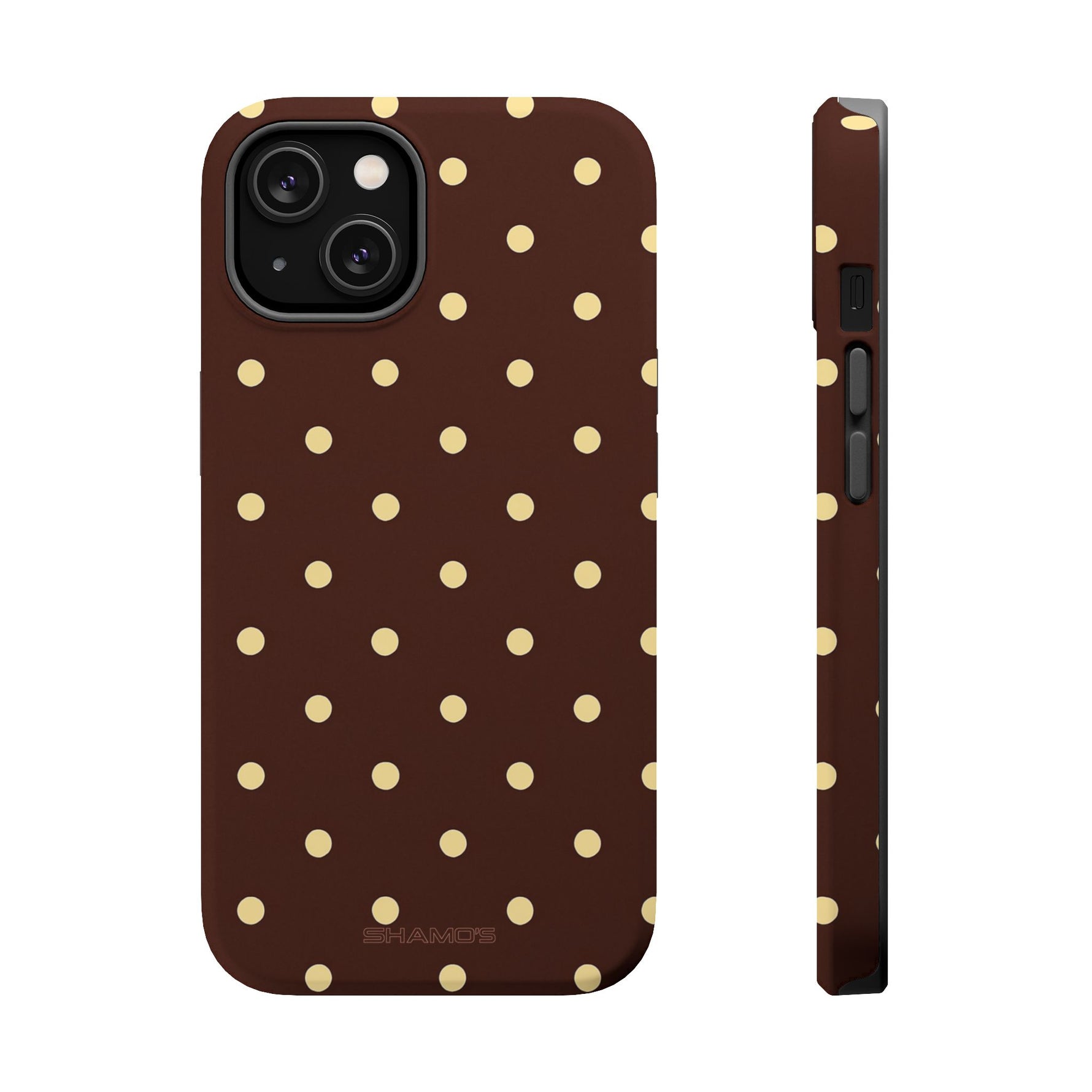 Polka Dot iPhone Case — Brown & Cream MagSafe Protective Cover