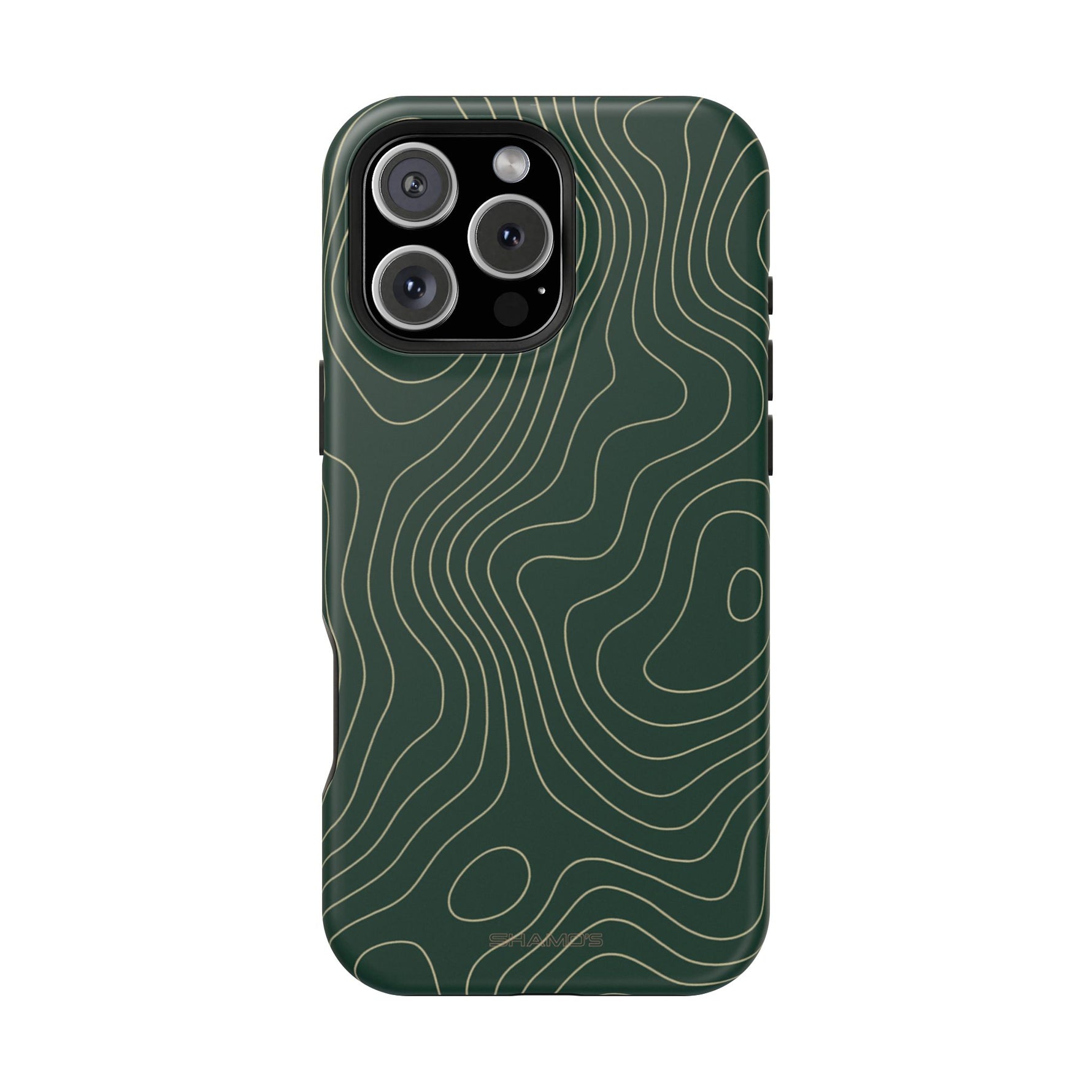 Topographic Green Magnetic Impact-Resistant iPhone Case | MagSafe compatible
