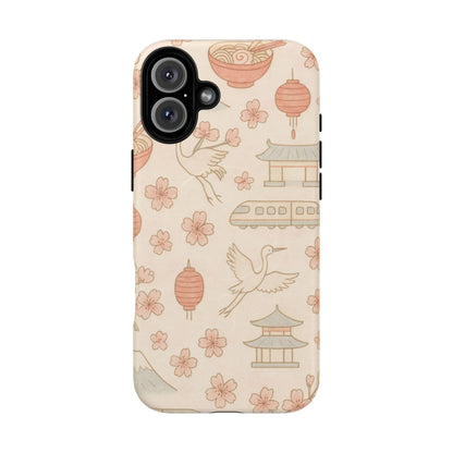 Japan Hand-Drawn Cherry Blossom iPhone Case with MagSafe