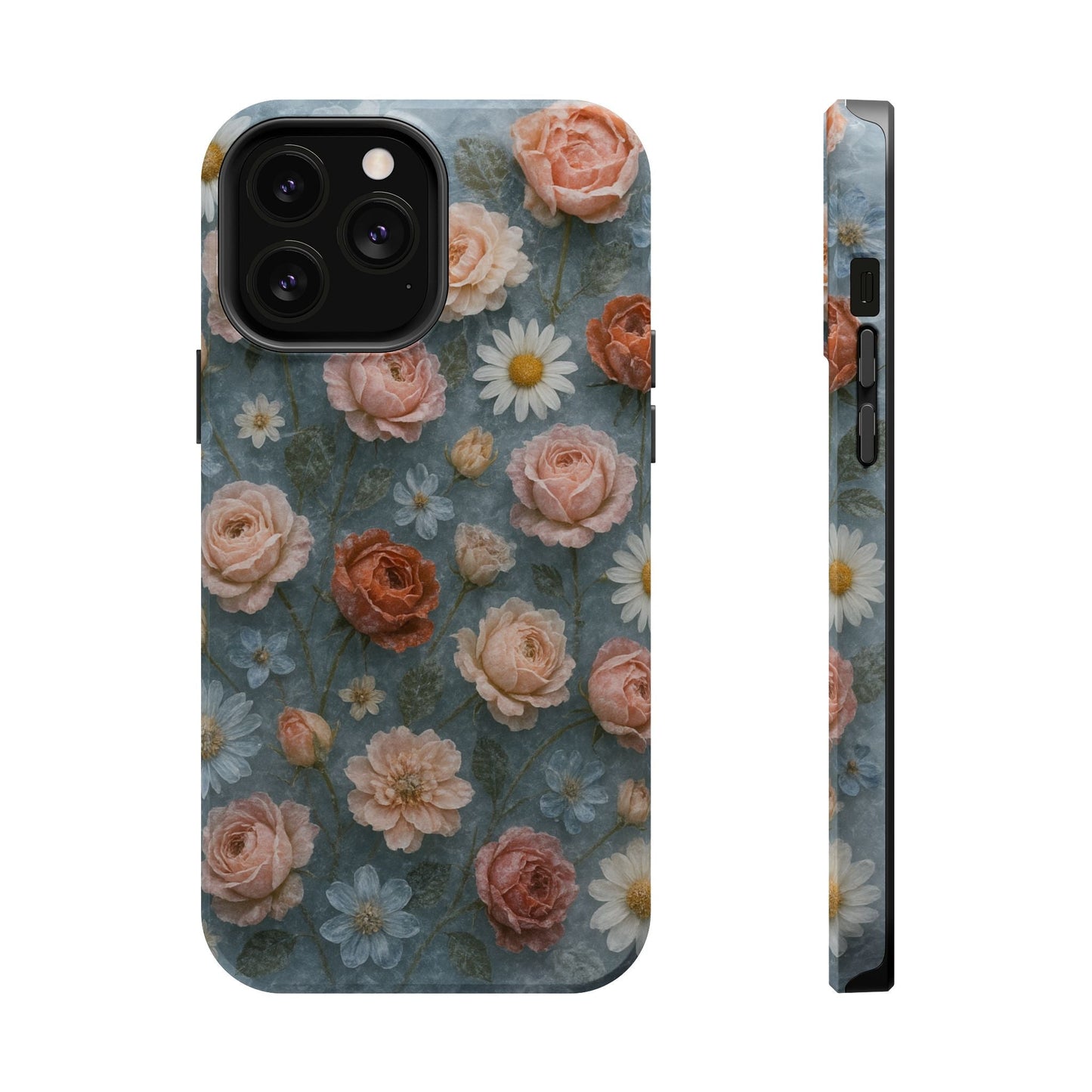Frozen Floral Vintage Roses & Daisies iPhone Case with MagSafe compatibility  Shamo's iPhone 13 Pro Max / Glossy