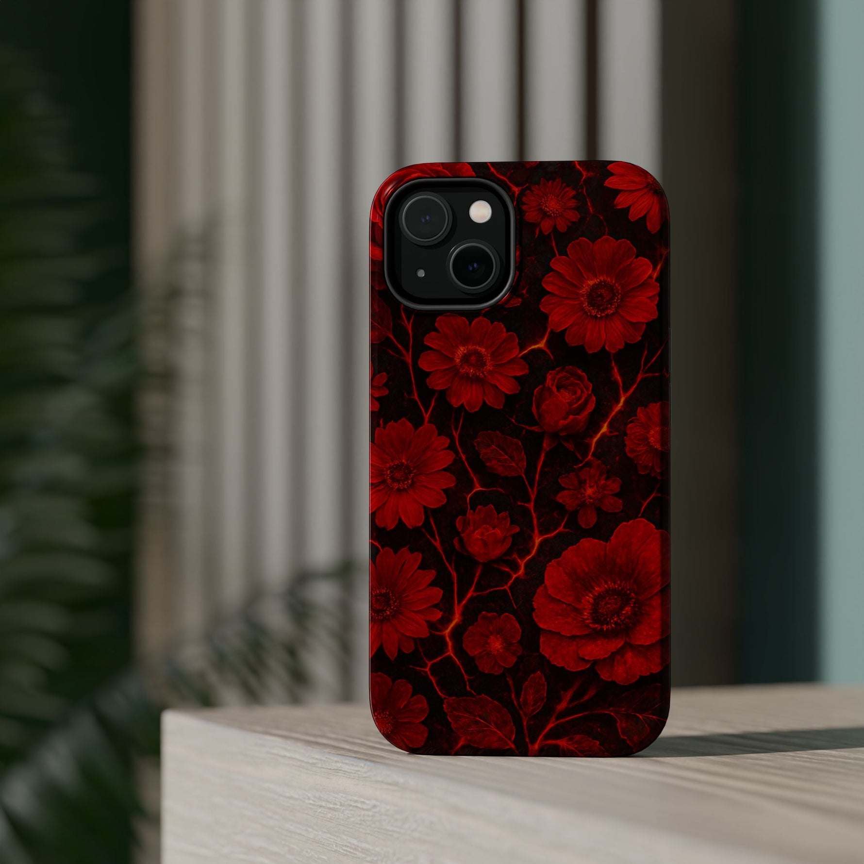 Melted Lava Dark Red Floral iPhone Case — MagSafe Compatible  Shamo's