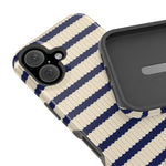 Navy & Cream Ribbed Holiday Sweater Design iPhone Case with MagSafe compatibility