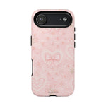 Balletcore Pink Floral Lace iPhone Case with Bow | Works with MagSafe - iPhone 17 Air / Glossy - Shamo's