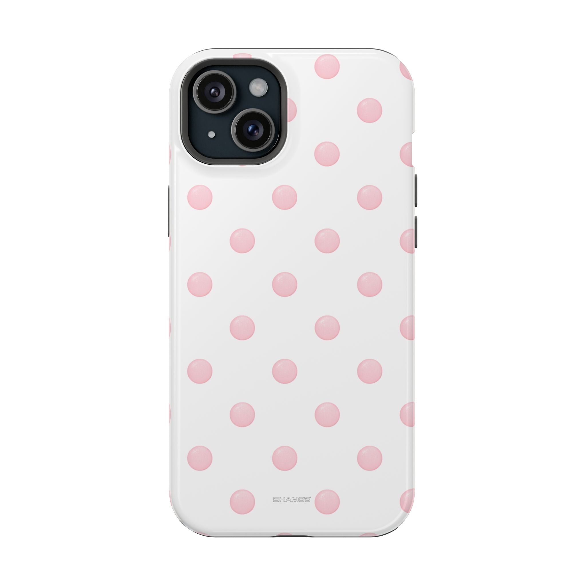 Pink Polka Dot Impact-Resistant Phone Case | MagSafe - iPhone 15 Plus / Glossy - Shamo's