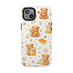 Honey Teddy Bear iPhone Case — Yellow Bee & Honey Pot Design with MagSafe