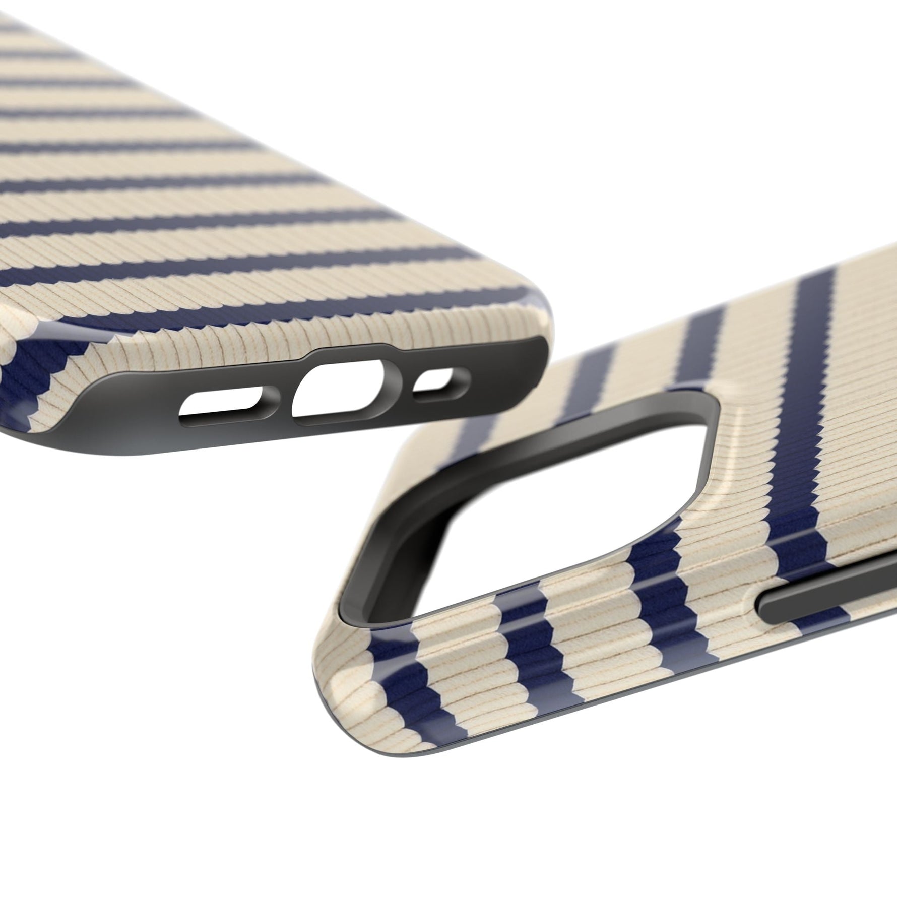 Navy & Cream Ribbed Holiday Sweater Design iPhone Case with MagSafe compatibility  Shamo's