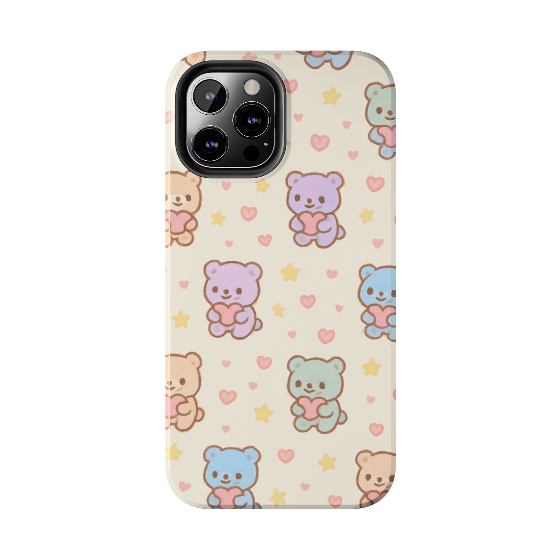 Cute Pastel Bear Impact Phone Case | Heart & Star Kawaii Pattern  Shamo's