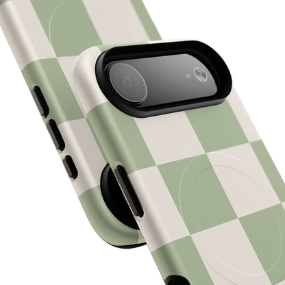 Sage Checkerboard Tough iPhone Case - Compatible with MagSafe