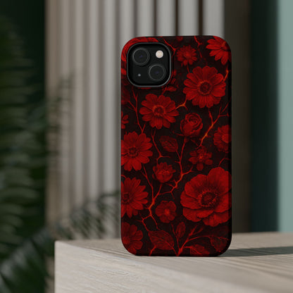 Melted Lava Dark Red Floral iPhone Case — MagSafe Compatible  Shamo's