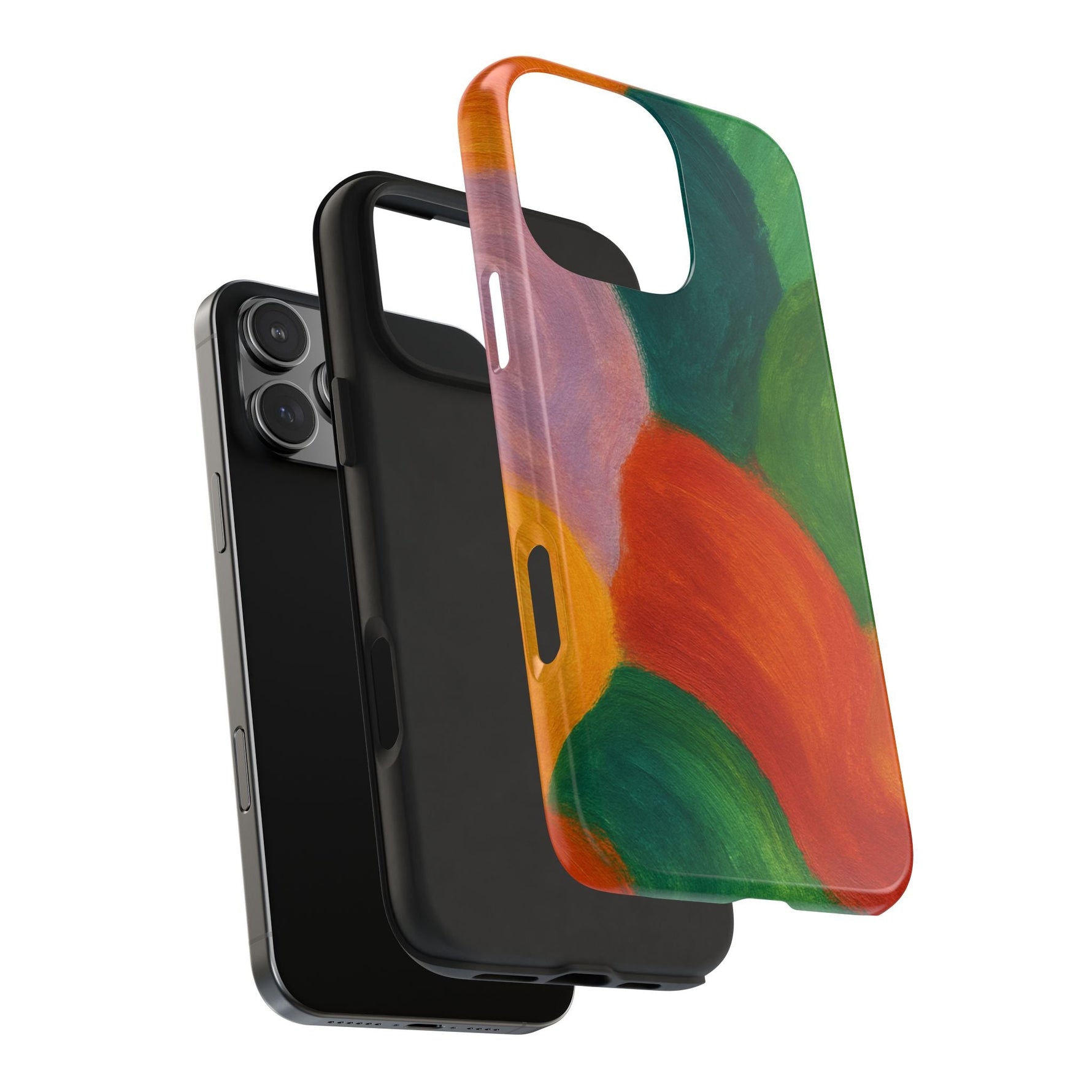 Abstract Color Wave Tough Phone Case — Bold Orange & Green Protective Phone Cover  Shamo's