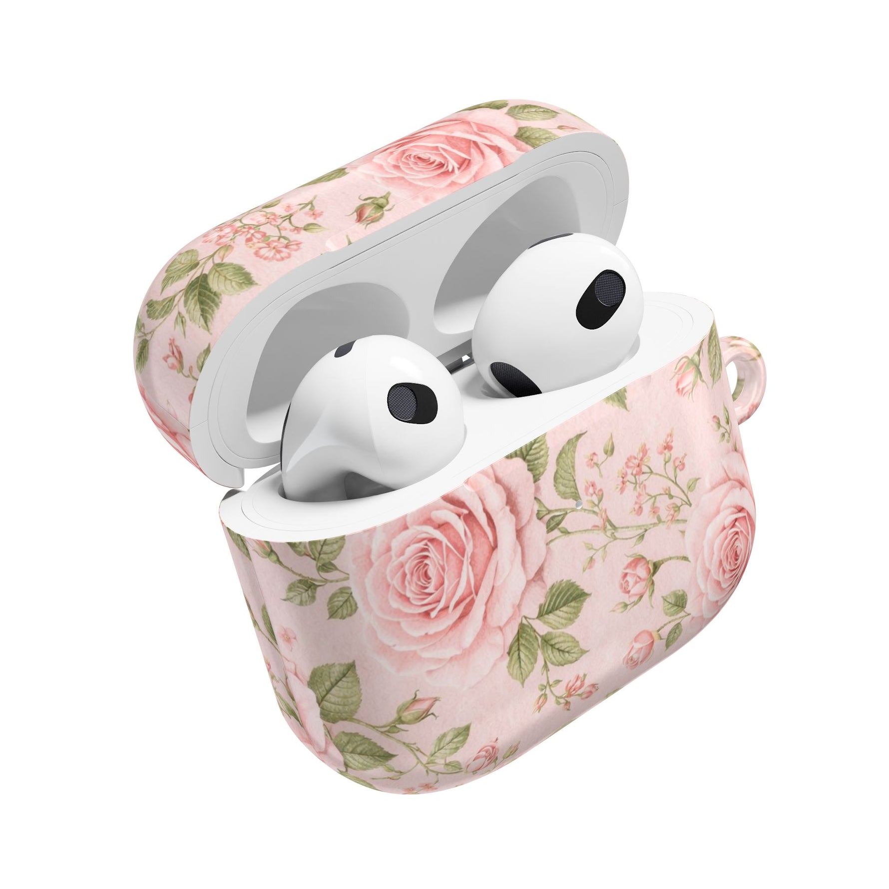 Floral Rose AirPod Case, Pink Vintage Rosebud Protective Cover - AirPods Pro Gen 1 / White / Glossy - Shamo's