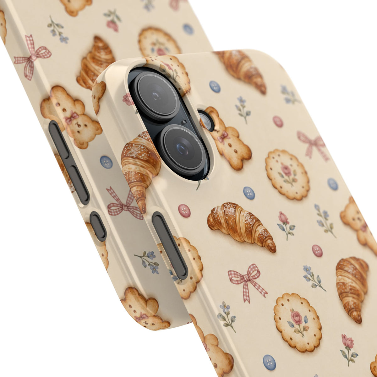 Slanke iPhone-hoes — knus bak- en teddybeerpatroon (recept, hert, knopen)