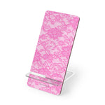 Pink Floral Lace Phone Stand — Foldable Mobile Display Dock