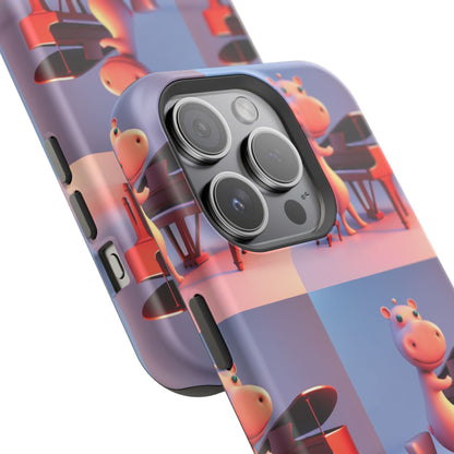 MagSafe Tough Cases with Tiny cute hippo playing a piano