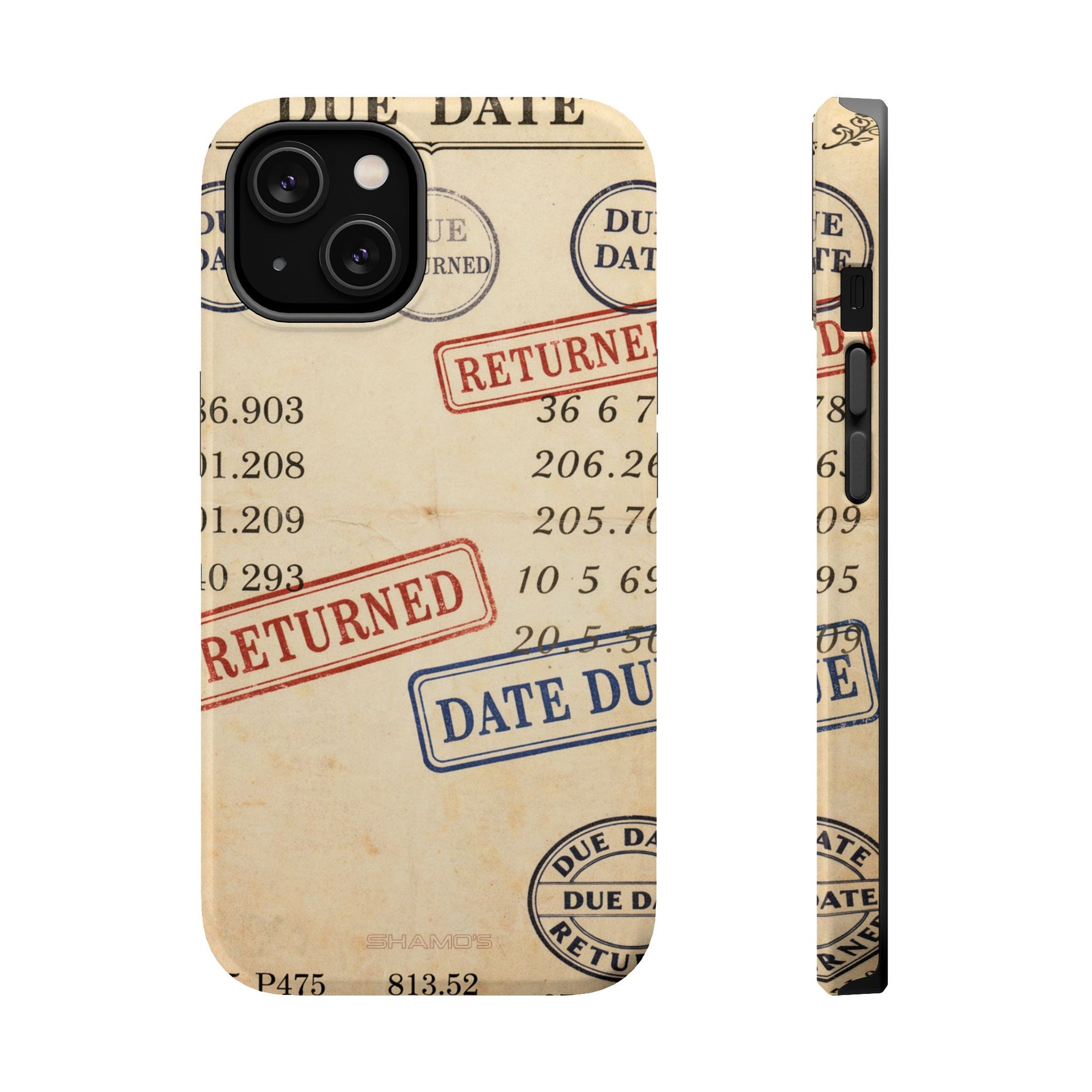 Vintage Library Card Design Phone Case with MagSafe Compatibility