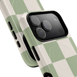 Sage Checkerboard Tough iPhone Case - Compatible with MagSafe - Shamo's