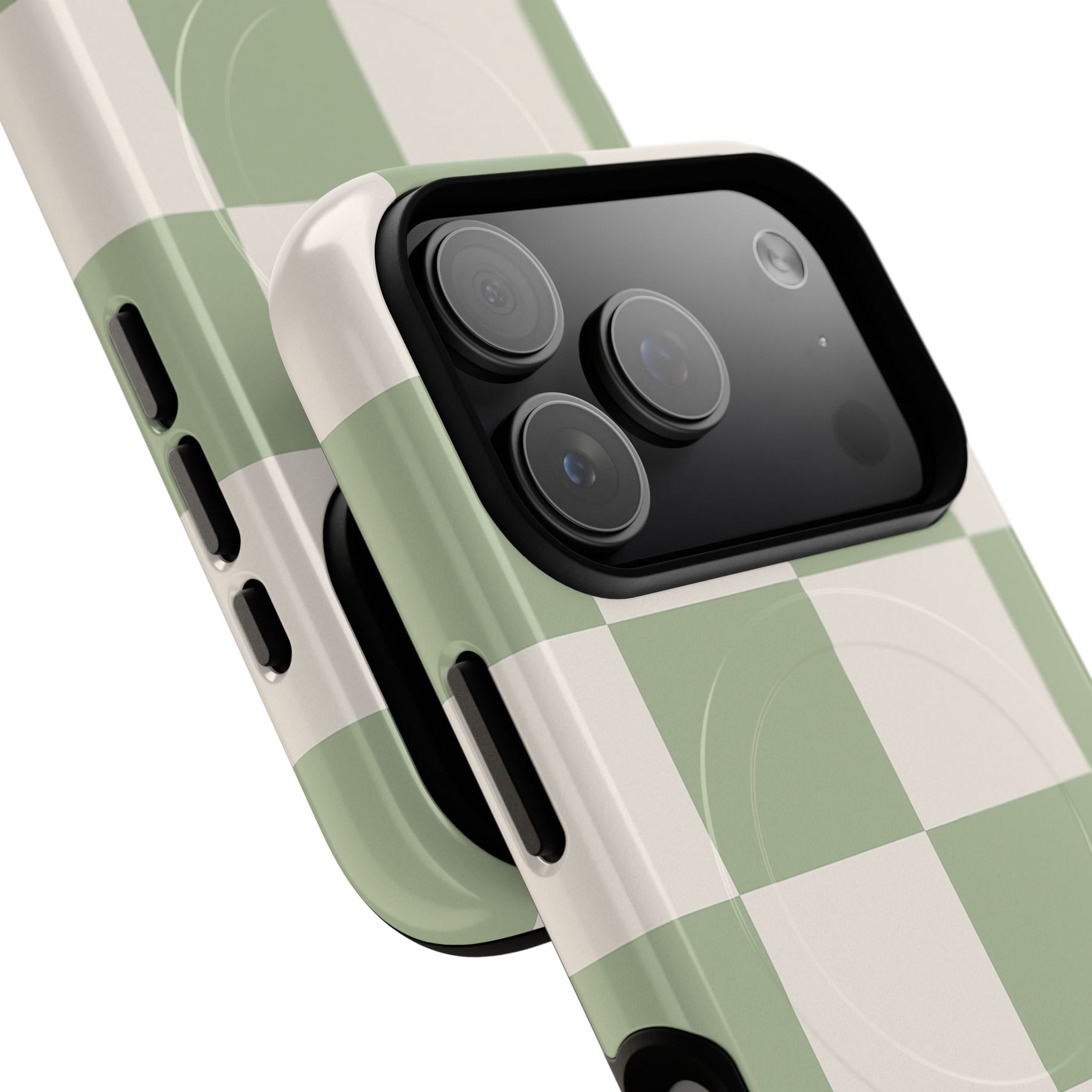Sage Checkerboard Tough iPhone Case - Compatible with MagSafe - Shamo's