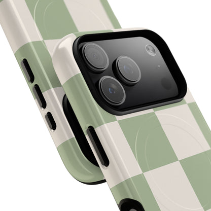 Sage Checkerboard Tough iPhone Case - Compatible with MagSafe