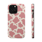 Rose Cowprint – Pink Cow Print MagSafe Phone Case, glossy iPhone 14 Pro Max, rear and side profile