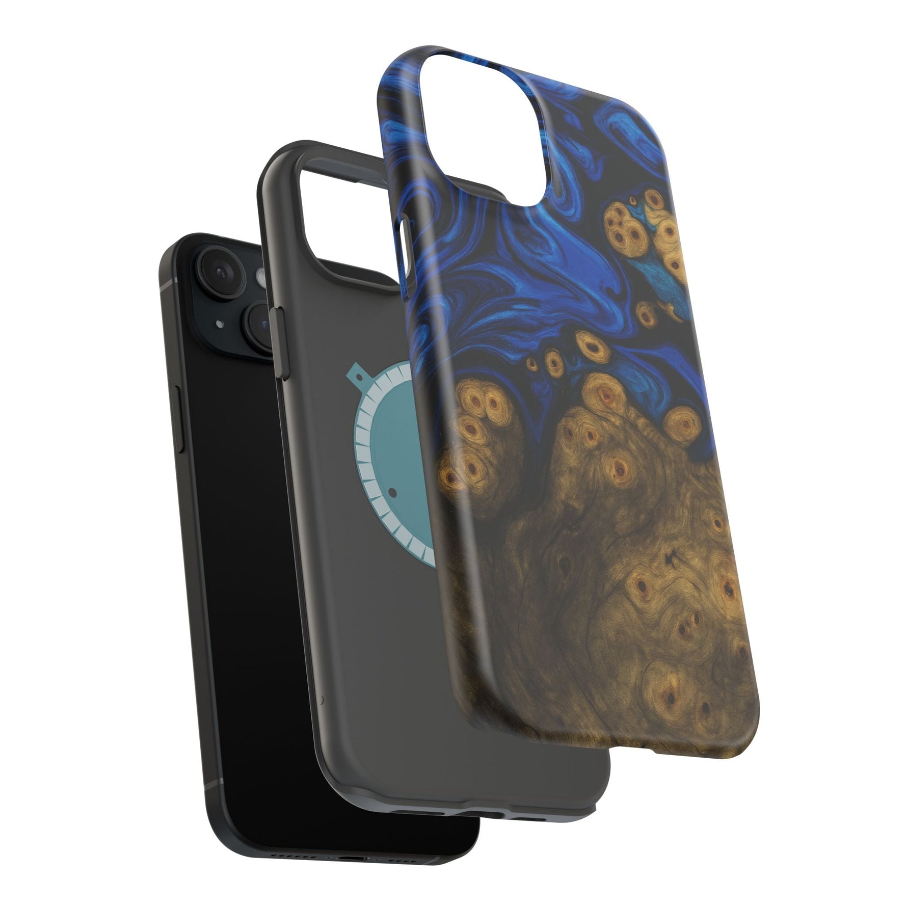 Blue Swirl & Burl Wood Impact iPhone Case | MagSafe compatible  Shamo's