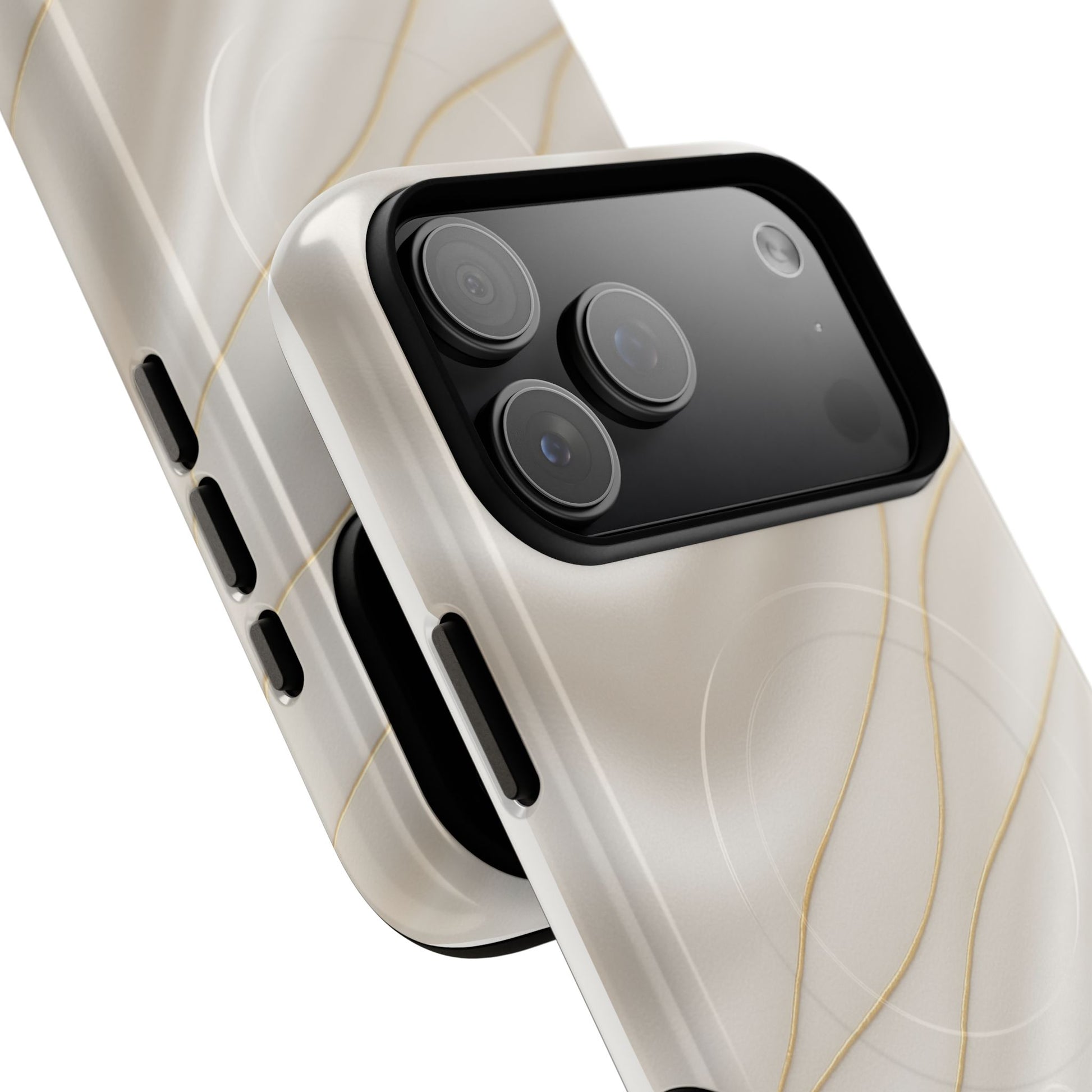 White Silk Gold Luxury iPhone Case with MagSafe - Shamo's