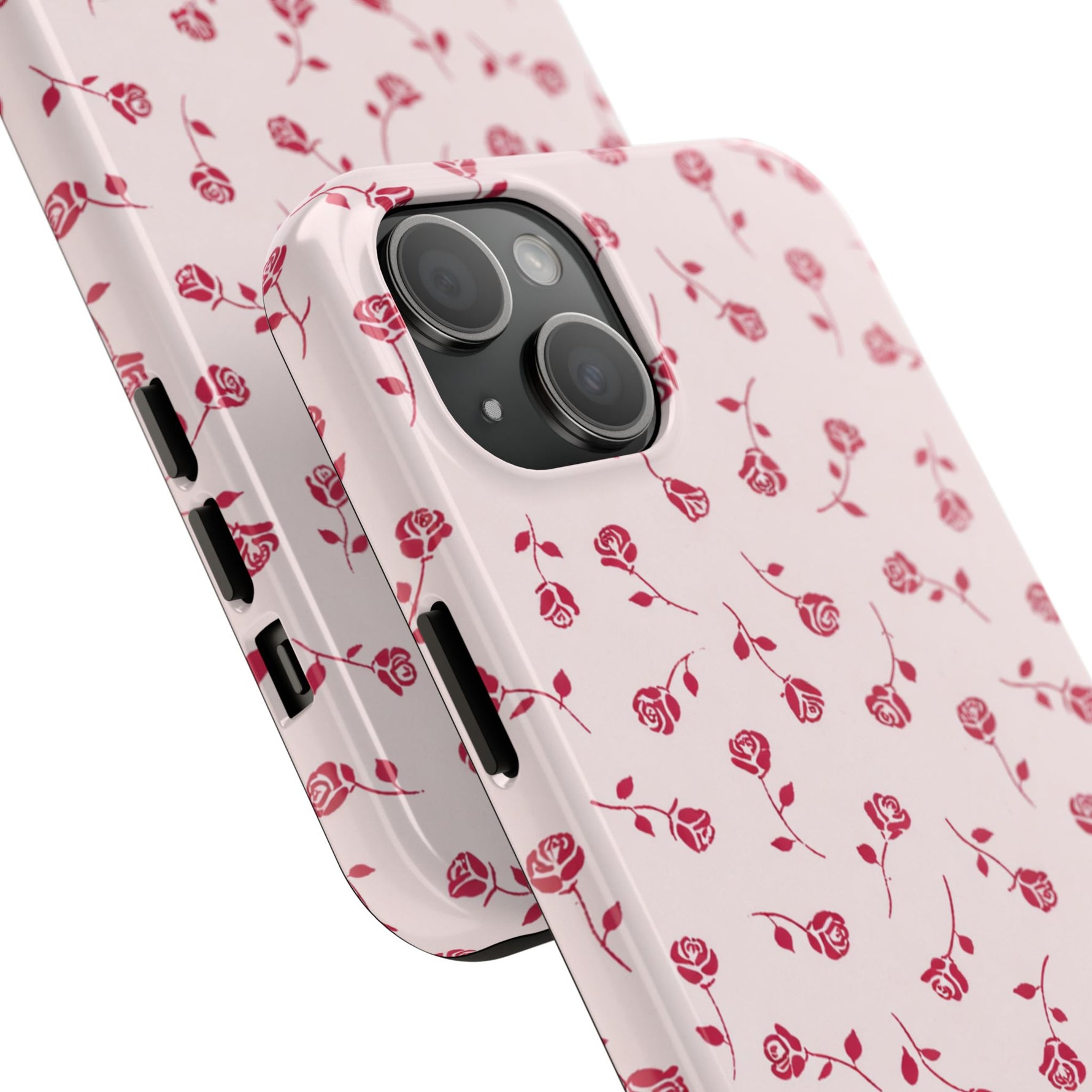Pink Rose Pattern Tough Phone Case — Impact-Resistant Protective Cover