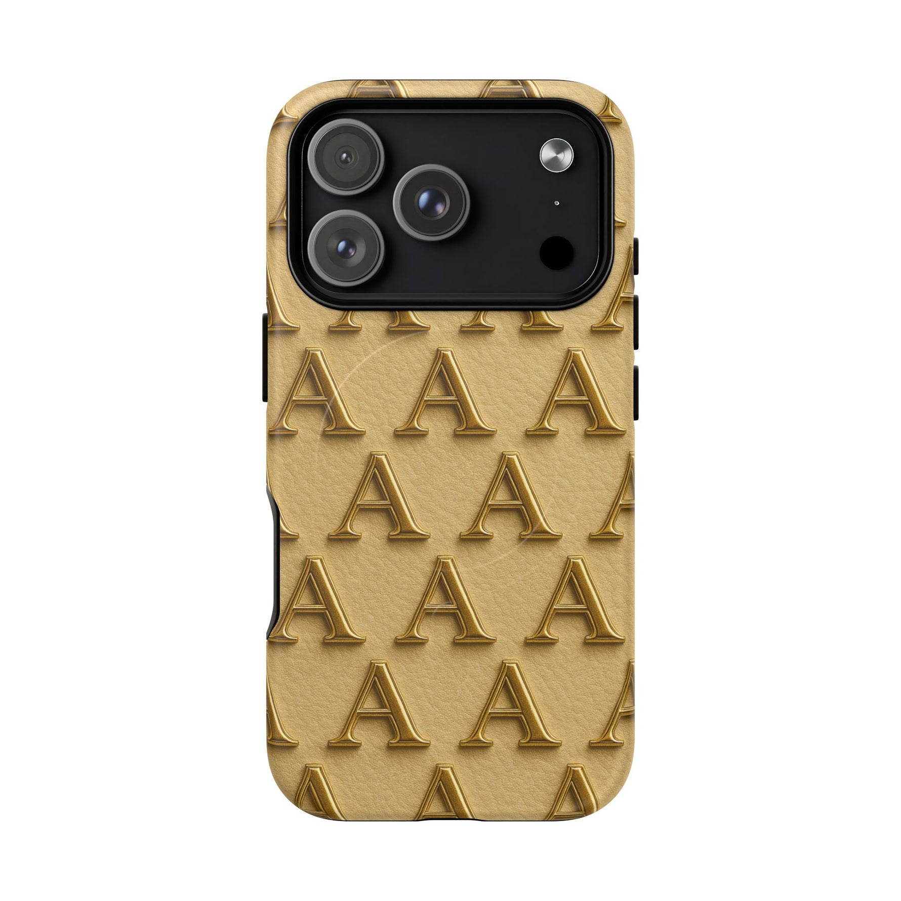Gold Monogram 'A' iPhone Case with MagSafe - Shamo's