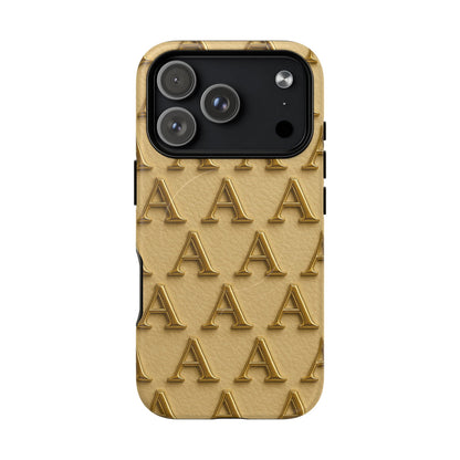 Gold Monogram 'A' iPhone Case with MagSafe - Shamo's