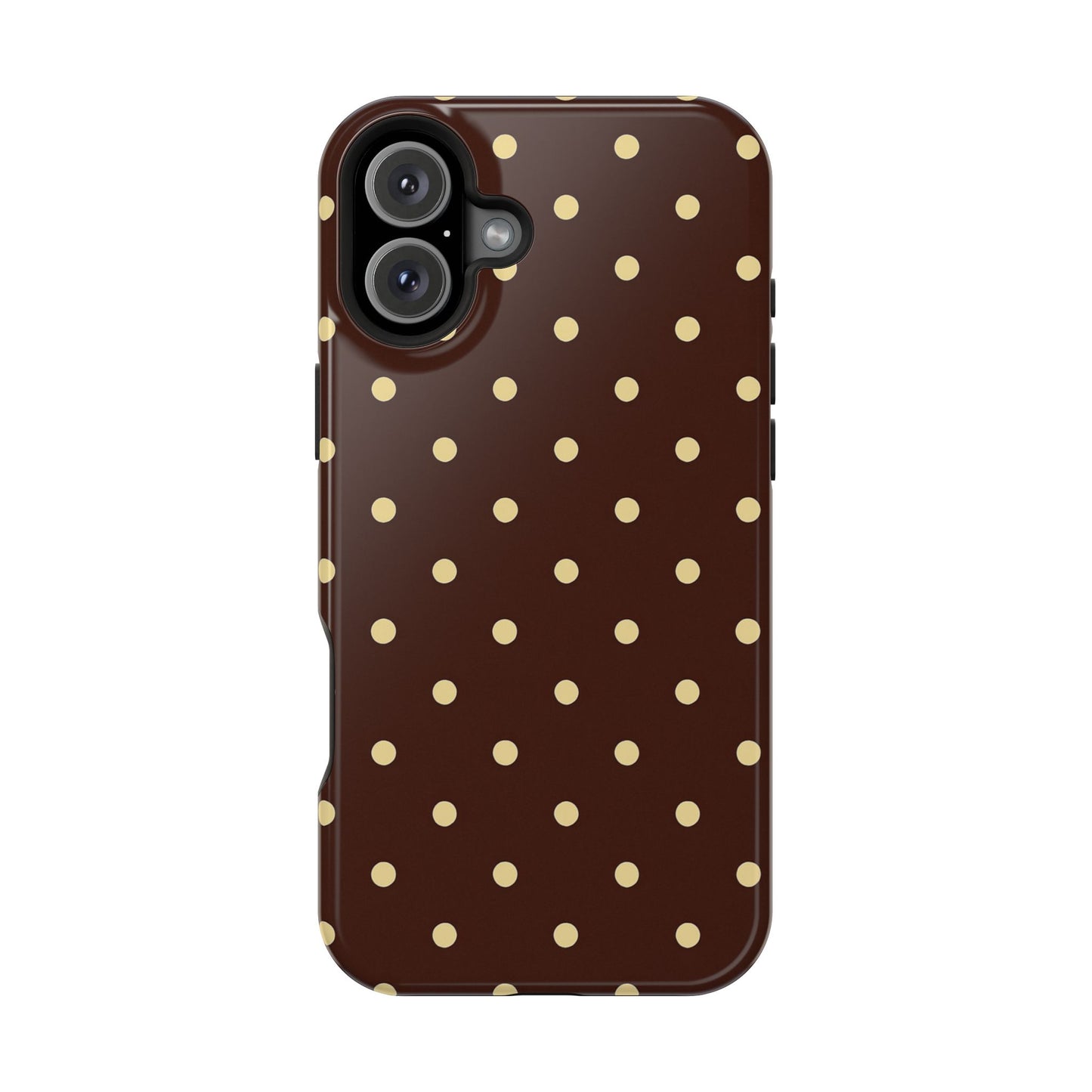 Polka Dot iPhone Case — Brown & Cream Protective Cover with MagSafe compatibility