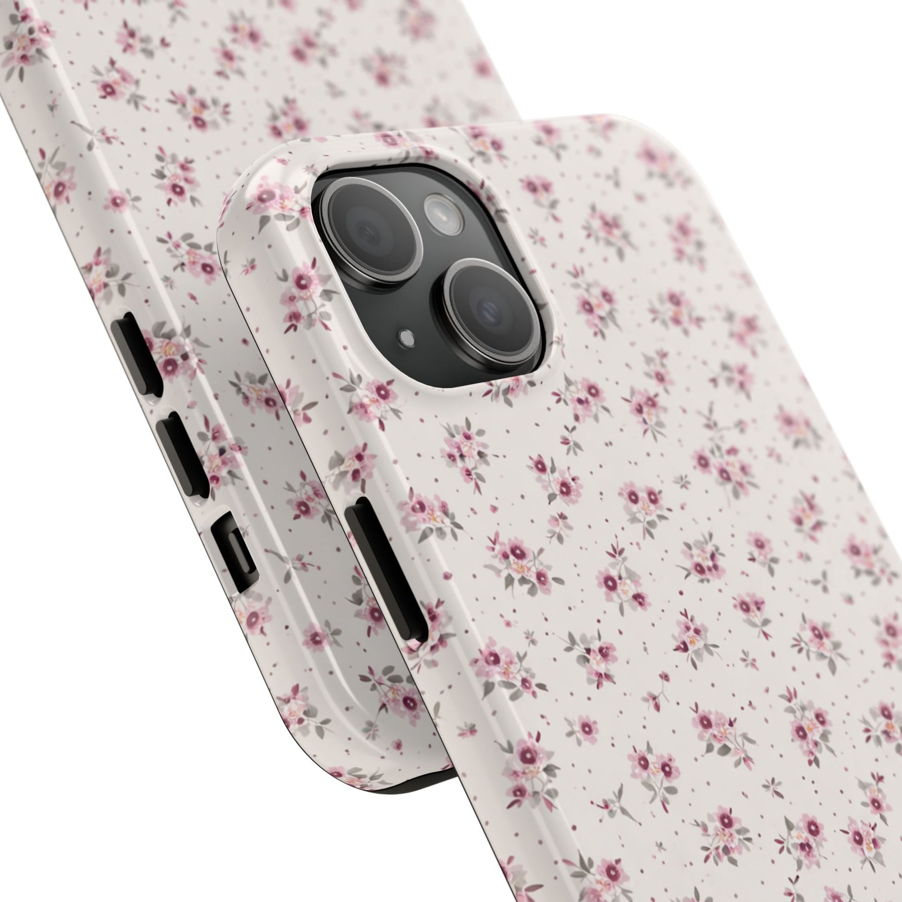 Rosebud Floral Tough iPhone Case — Pink Vintage Flower Protective Cover - iPhone 17 - Shamo's