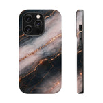 Marbled Black & Rose Gold Magnetic MagSafe Compatible Phone Case — Impact-Resistant