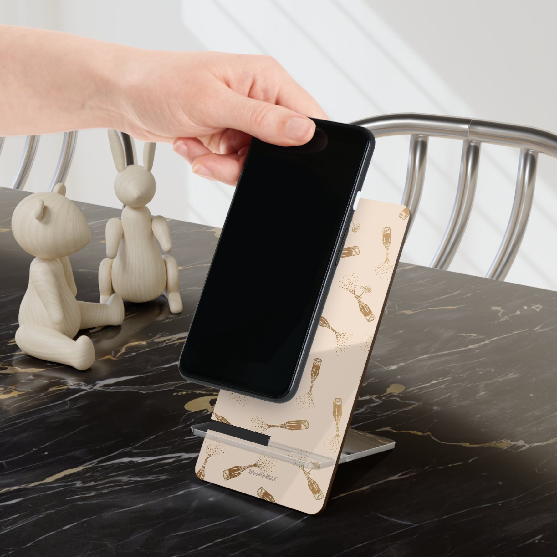 Champagne Bubbles Phone Stand — Foldable Mobile Display Stand for Smartphones